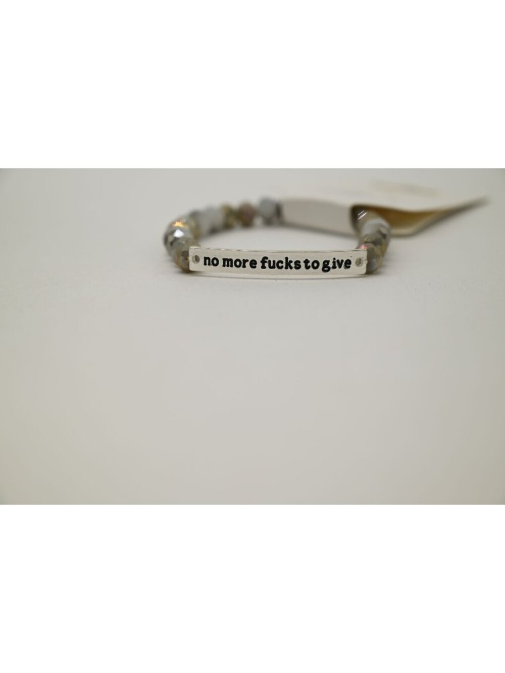 NWT Dylan Jewelry Bracelet No More Worries Silver Beaded Stretch Quote